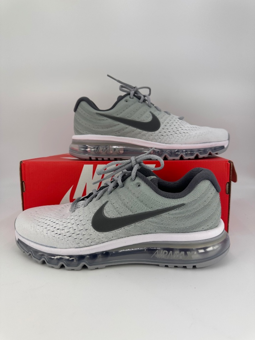 Nike Air Max 2017 Shoes Wolf Gray Black White 849559-101 Men's Sizes NEW
